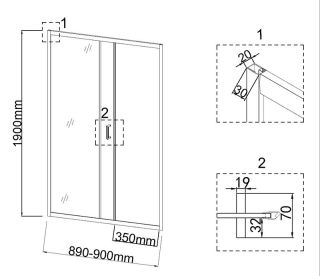 Душевая дверь Niagara NG-42-9AG 90см золото/прозрачное