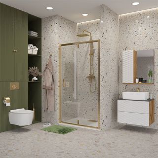 Душевая дверь Niagara NG-43-9AG 90см золото/прозрачное