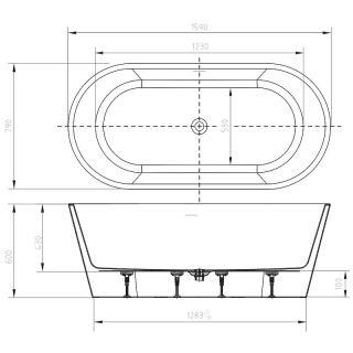Акриловая ванна ArtMax AM-TORINO-1600-780 160x80 см