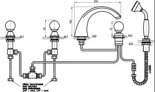 Смеситель на борт ванны Rav Slezak Brilliance BRILLIANCE169.5PP Хром