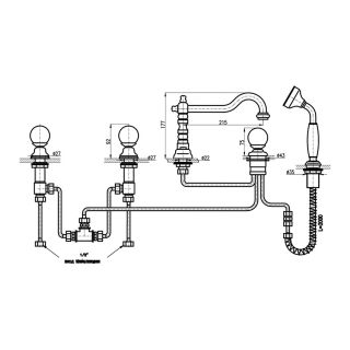 Смеситель на борт ванны Rav Slezak Brilliance BRILLIANCE164.5PSM бронза