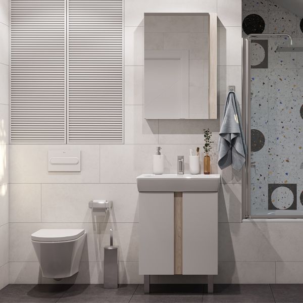 Тумба под раковину Акватон Кантри 60см белый/дуб Верона 1A257401AHB20