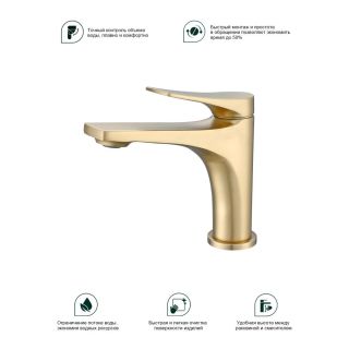 Смеситель для раковины Splenka S54.10.03 золотой сатин