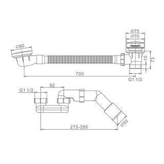Слив-перелив для ванны Raglo R600.31.33 автомат 60 см матовая медь