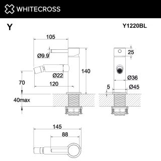Смеситель для биде WHITECROSS Y Y1220BL чёрный матовый