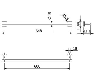 Полотенцедержатель Kludi Vela S 25979N5 60 см брашированный никель