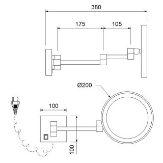 Косметическое зеркало Timo Luiro 18474/18 чёрное золото