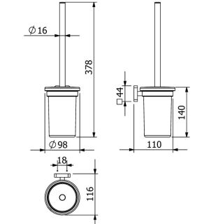 Туалетный ёршик Kludi Vela S 25974N2 сталь оружейная брашированная