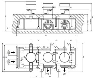 Скрытая часть для термостатического смесителя с двумя независимыми позициями Gessi Universale 09264.031