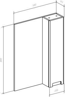 Зеркало-шкаф Bellezza Пегас 60см правый чёрный 00000008044