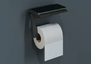 Держатель туалетной бумаги Kludi Vela C 3197139 с полкой для телефона чёрный матовый