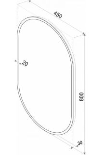 Зеркало с подсветкой Continent Prime ЗЛП2199 с сенсорным выключателем 45см чёрный