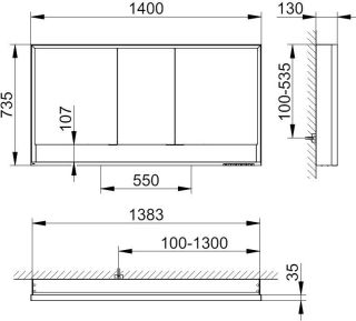 Зеркальный шкаф Keuco Royal Lumos 14326171304 140 см