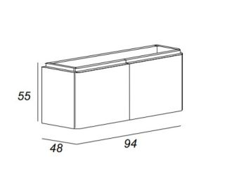 Тумба Cezares под раковину подвесная, с четырьмя выдвижными ящиками 55228 Blu Petrolio, 94x48x55