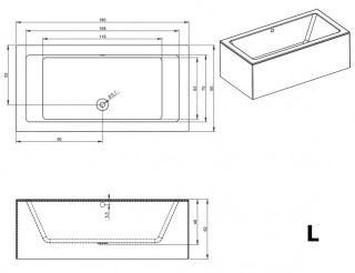 Акриловая ванна Riho Lugo Plug and Play B134015005 L 180х90см белый