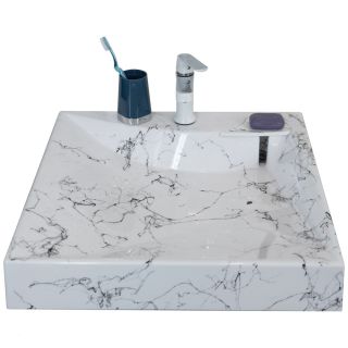 Раковина над стиральной машиной Stella Polar Турин 60см белый мрамор SP-00000856