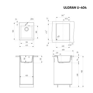 Кухонная мойка Ulgran Classic U-404-309 тёмно-серый