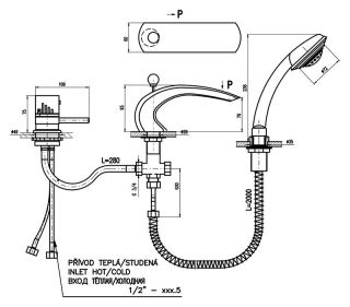 Смеситель на борт ванны Rav Slezak Dunaj DT272.5SZ золото