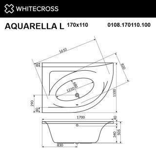 Гидромассажная ванна WHITECROSS Aquarella 0108.170110.100.SMART.WH левая 170x110 см Smart белый