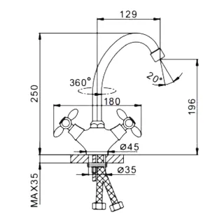 Смеситель для кухни Frap F4127 хром