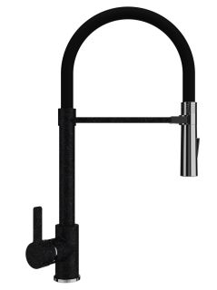 Смеситель для кухни Ulgran Classic U-024-308 с высоким гибким изливом чёрный