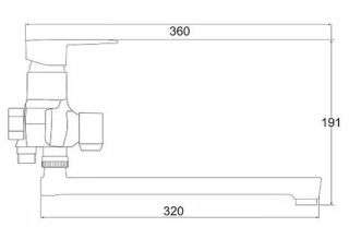 Смеситель для ванны с душем РМС PL6CH-006E хром