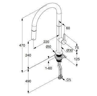 Смеситель для кухни Kludi Aurea 55852N575 с выдвижным изливом брашированный никель