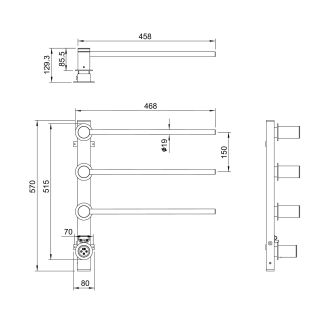 Полотенцесушитель электрический встраиваемый Wonzon & Woghand Hamburg WW-AL313-BR 46x57 см с внутренней частью брашированный никель
