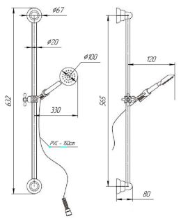 Душевой гарнитур Paini Bologna BLCR121 63см хром