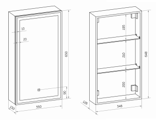 Зеркало-шкаф с подсветкой Continent Allure МВК055 левый 35см белый