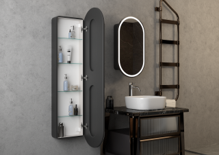 Зеркало-шкаф с подсветкой Continent Elmage Black МВК048 45см чёрный