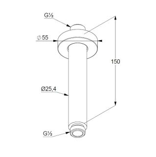 Кронштейн для верхнего душа Kludi A-QA 66515N5-00 15 см брашированный никель
