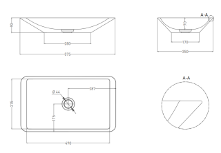 Накладная раковина Salini Callista 03 S-Sense 1101107GRH 58см RAL снаружи