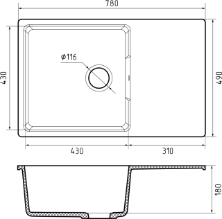 Мойка кухонная GranFest URBAN 678L темно-серый