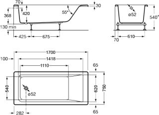 Акриловая ванна Roca Hall 170х75 ZRU9302768