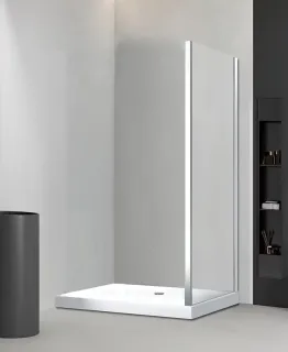 Боковая панель Veconi KP-03, 1200х1950 хром, стекло прозрачное