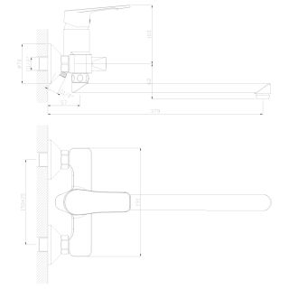 Смеситель для ванны Decoroom с ручным душем хром DR39043