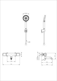 Смеситель для ванны с душем Wonzon & Woghand INN 2 WW-A2006-A1-CR с термостатом хром