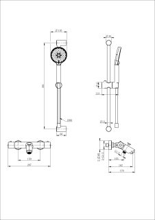 Смеситель для ванны с душем Wonzon & Woghand WW-C2002-A-BG с термостатом брашированное золото