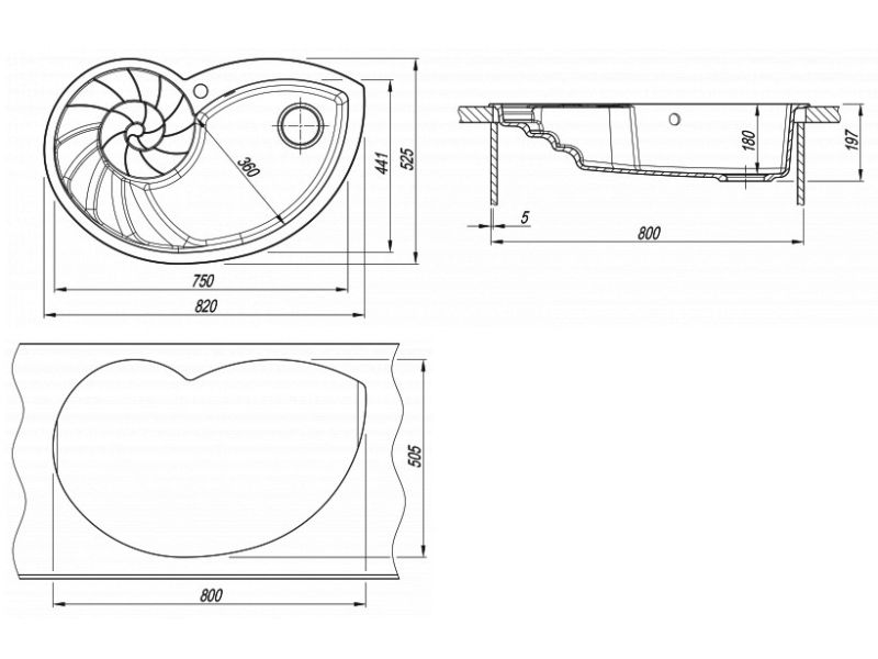 Кухонная мойка Florentina Наутилус антрацит