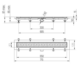 Душевой лоток Paini Harmony CH650H 65см хром глянец