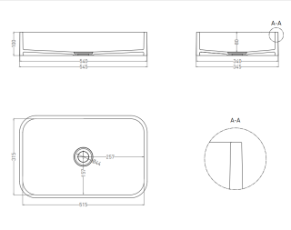 Накладная раковина Salini Callista 01 S-Stone 1101204SMRH 55см RAL снаружи