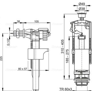 Выпускной комплект со стоп кнопкой AlcaPlast впускной механизм А15 3/8 SA2000 1/2" CHROM