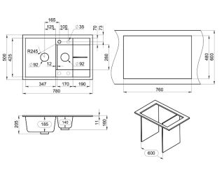 Мойка кухонная Granula 7802, БАЗАЛЬТ