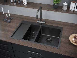 Мойка кухонная Paulmark Union PM537851-GMR правая воронёная сталь