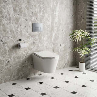 Унитаз подвесной безободковый (торнадо) DQ Bamberg 520*360*360мм, сиденье микролифт, белый (DT1556516)