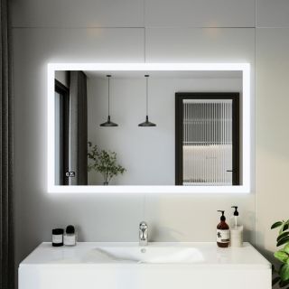 Зеркало с подсветкой Бриклаер Вега 4627125414398 с часами 125 см на взмах руки