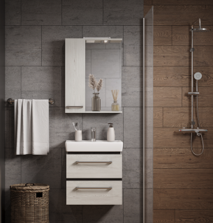 Зеркальный шкаф Акватон Ронда 55см дуб сомерсет 1A208602RSC2L