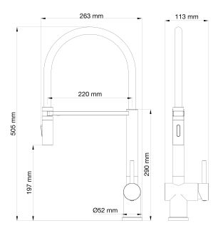 Смеситель для кухни Wonzon & Woghand WW-88438003-BN с гибким изливом брашированный никель