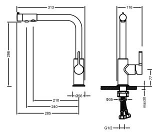 Смеситель для кухни Timo Hette 1026/17F золото матовое